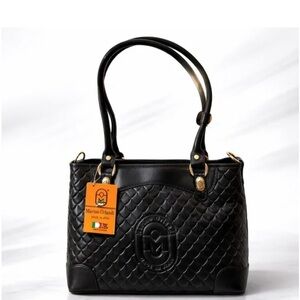 Marino Orlandi Black Quilted Leather Tote | Italian Embossed Quilted $742 MSRP